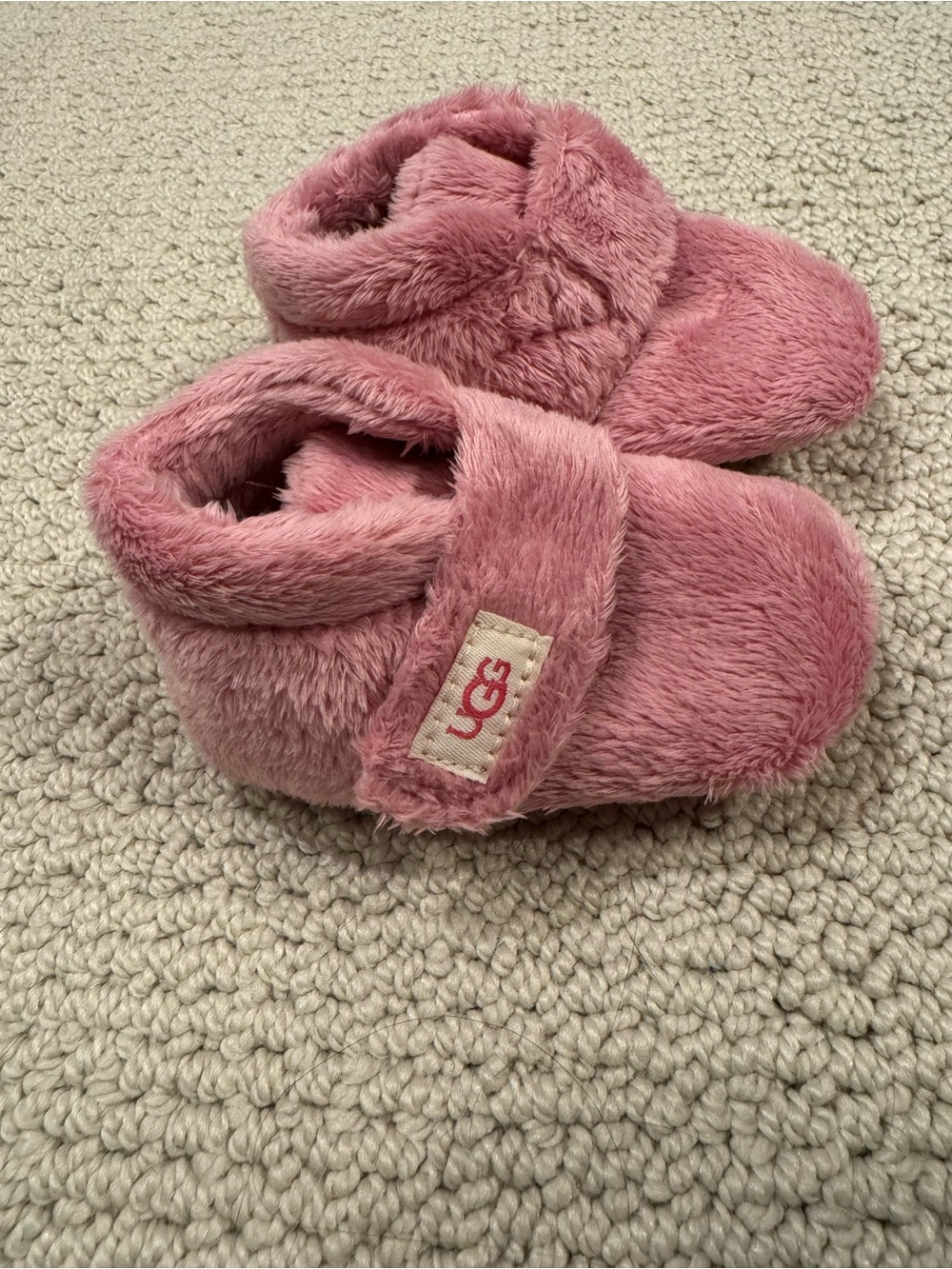 UGG Pink Fuzzy Baby Booties Slippers size 2-3